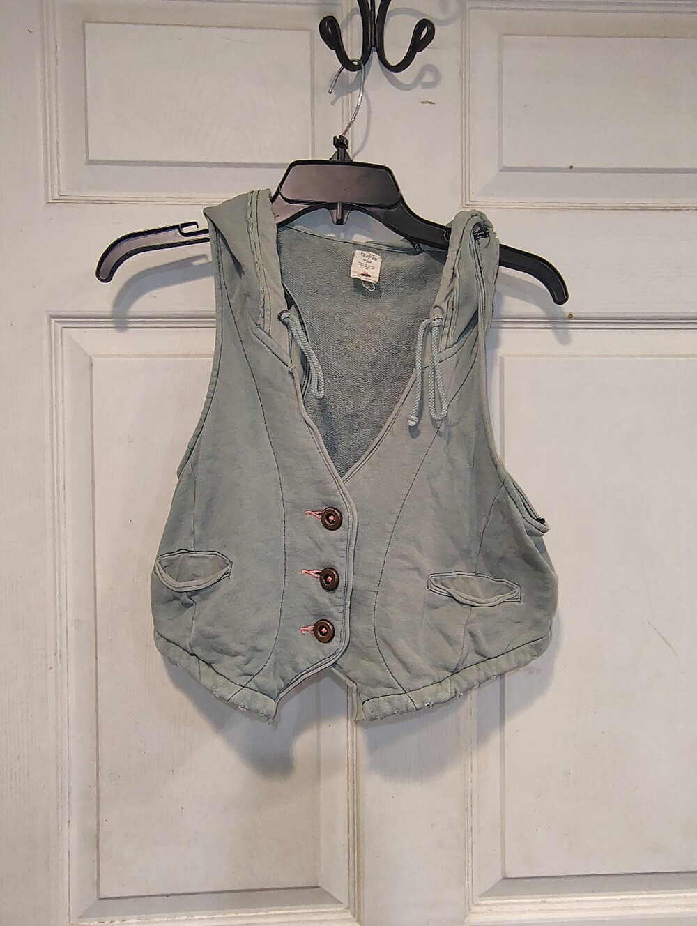 Free People Women's Size M Green Hooded Vest